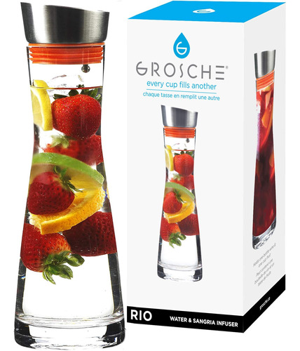 Jarra De Agua De Vidrio Grosche Rio E Infusor De Bebida 1000