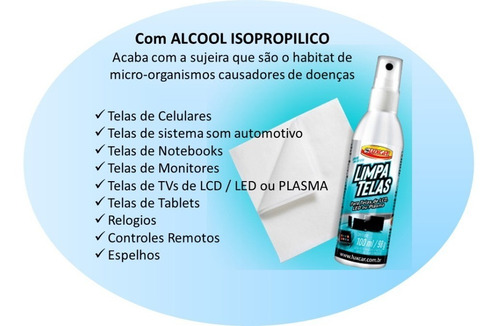 Imagem 4 de 5 de Kit Limpa Telas Celular Notebook Tablet Monitor 100ml Luxcar