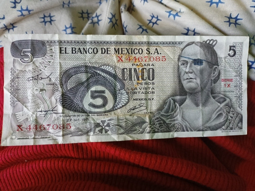 Billete 5 Pesos Imagen Corregidora 1971 Serie 1x