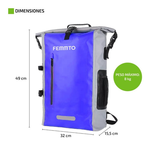 Imagen 3 de 10 de Mochila Estanco De Aire Libre 25 Lts Femmto Mochilero Viaje