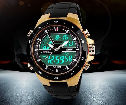 Relógio Masculino Esportivo Digital Dourado Prova D'agua