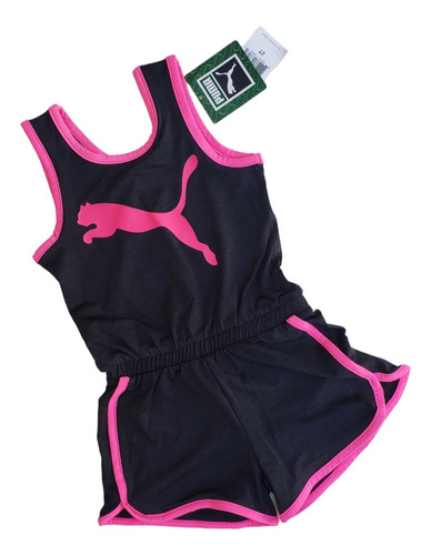 Enterizo Puma Para Niña Talle 2 Años Negro Y Fucsia 