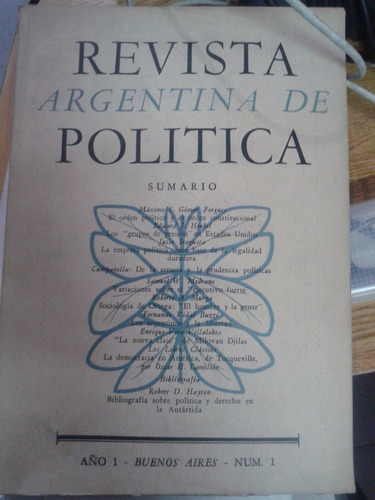 Revista Argentina De Política - Sumario -  Número 1 - C8 