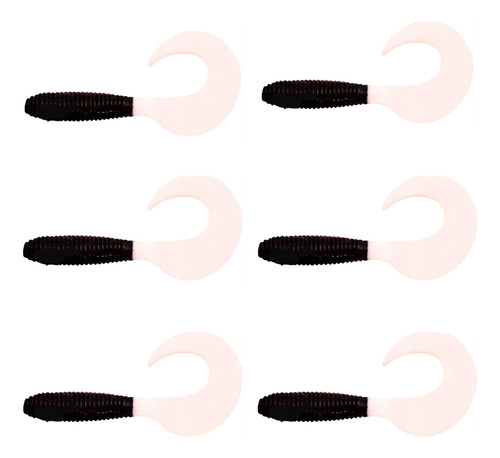 Señuelo Gusano De Silicona 6 Cm 6 Uds Elast 10x Red Fish Negro Con Blanco