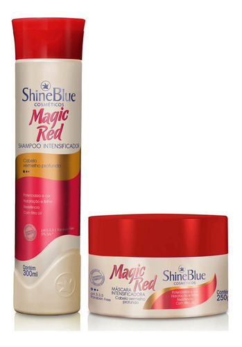 Kit Magic Red Shine Blue Shampoo Máscara