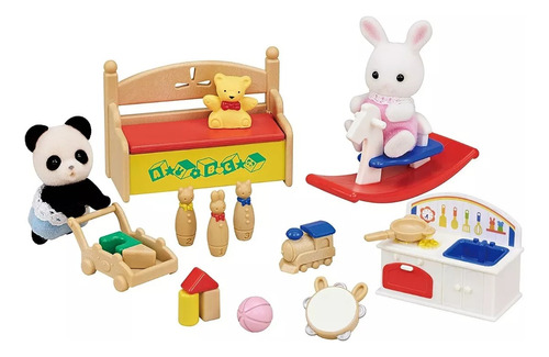 Sylvanian Families Caixa De Brinquedos Bebê Pande E Coelho