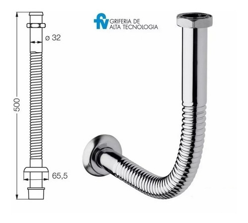 Descarga Para Lavatorio Fv Flexible Modelo 0239.02 Cromo