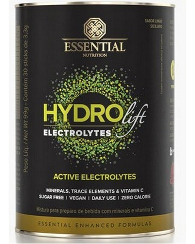 Hydrolift Electrolytes 30 Sticks Zero Cal Essential Nutriton Sabor Limão Siciliano