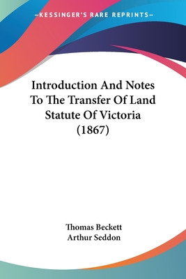Libro Introduction And Notes To The Transfer Of Land Stat...