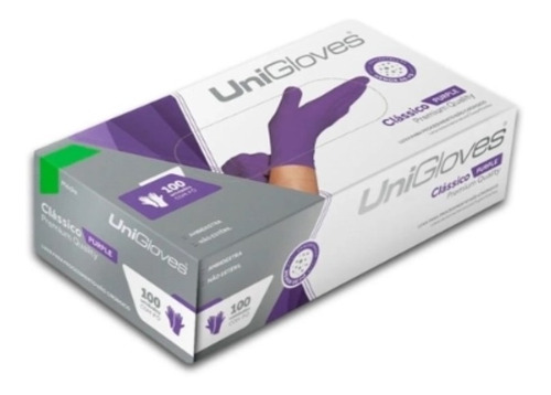 Luvas descartáveis UniGloves Clássico cor violeta tamanho  PP de látex com pó x 100 unidades 
