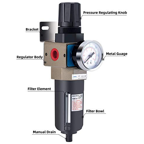 Regulador De Filtro De Aire Comprimido De 3/8 Npt, Ele...