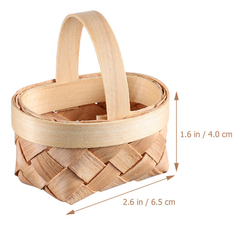 12 Minicestas De Madera Tejidas A Mano Para Pícnic Con Fruta