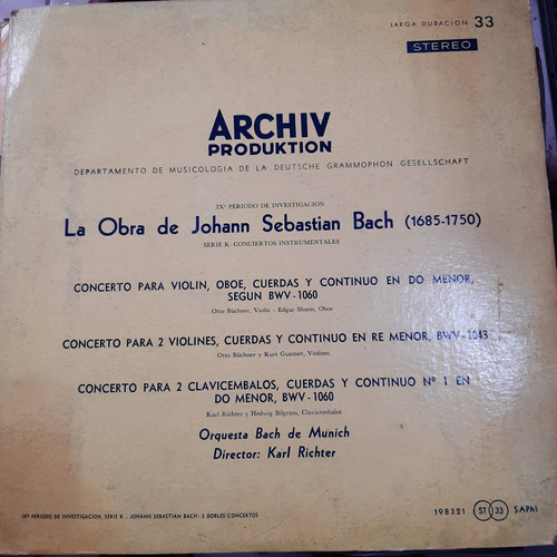 Vinilo Karl Richter Orq Munich La Obra De Johann S Bach Cl2