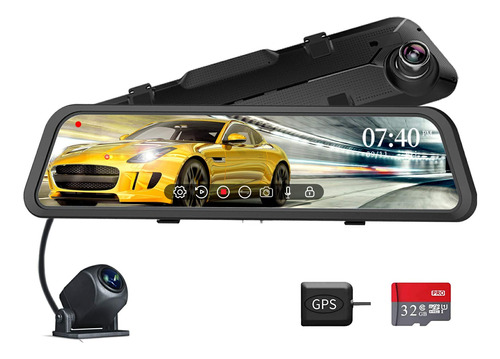 12 Mirror Dash Cam For Cars With Full Touch Screen,1296p