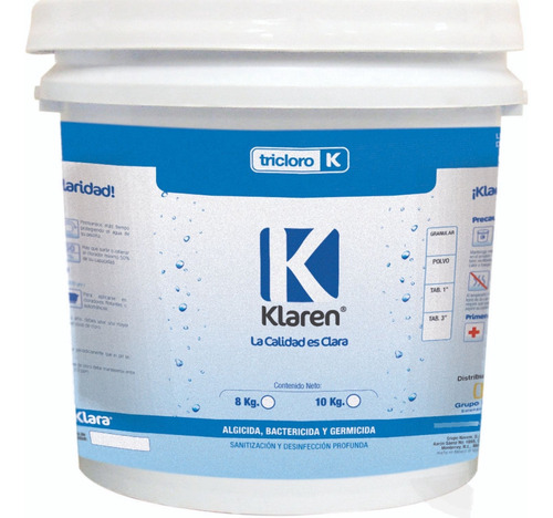 Klaren Tricloro Cloro Granulado Para Alberca 10 Kg Blanco