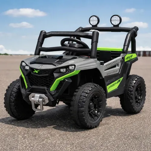 Carro Jipe Eletrico Infantil Controle Remoto Pedal Sons Cinza