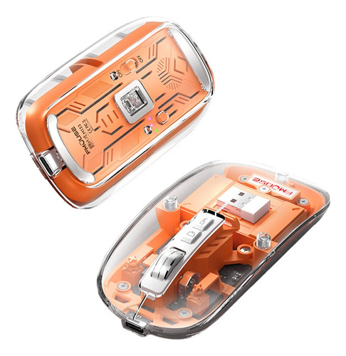 Mouse Bluetooth Silencioso E Recarregável Estilo Cyberpunk Cor M133 Vitalidade Laranja