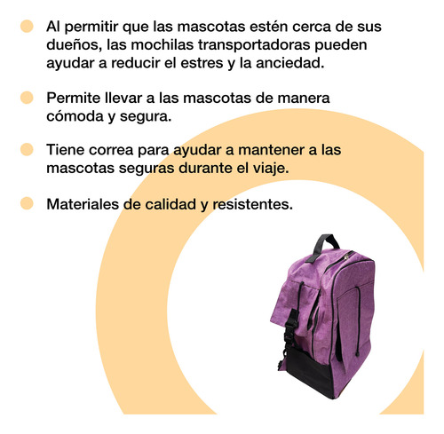 Mochila Bolso Transportador Para Gato Y Perro De Paseo Resis Violeta Oscuro