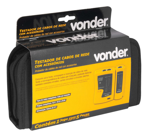 30 Testador De Cabos De Rede Rj11, Rj12, Rj45 Vonder