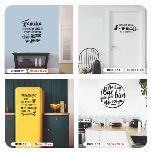 Imagen 3 de 10 de Vinilo Decorativo Frases Pared Vidrio Heladera Espejo Cocina
