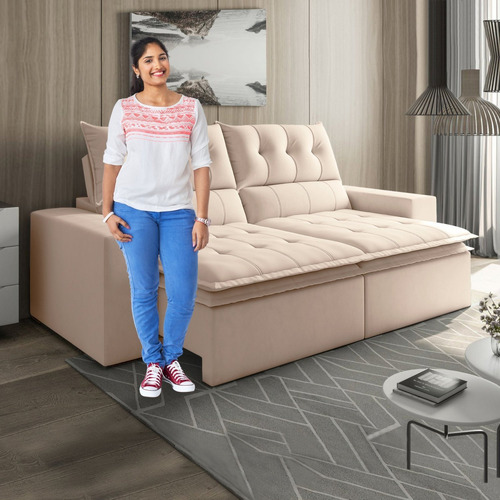 Sofá Retrátil E Reclinável 4 Lugares Pillowtop Duplo M118
