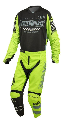 Conjunto Motocross Asw Image Knight Preto Amarelo Fluo 32/pp