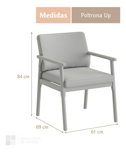Poltrona Premium Up Com Base De Madeira Linho Várias Cores