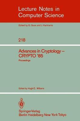 Libro Advances In Cryptology : Proceedings Of Crypto '85 ...