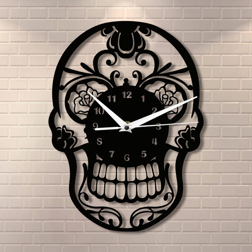 Reloj De Pared Con Espejo Acrílico Con Forma De Calavera, De
