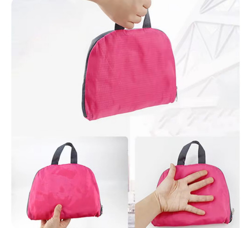 Mochila Plegable Ultraliviana Unisex De Viaje Urbana Mochila De Mujer Hombre Bolso Convertible Color Fucsia