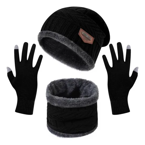 3 En 1 Gorro Invierno, Bufanda Y Guantes Para Clima Frío,