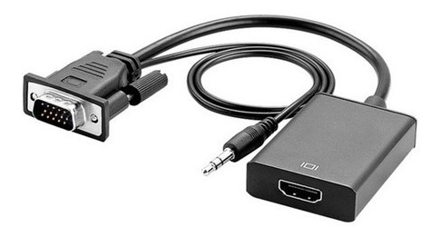 Imagem 4 de 4 de Vga Macho Para Hdmi Fêmea Adaptador Conversor Com 3.5mm