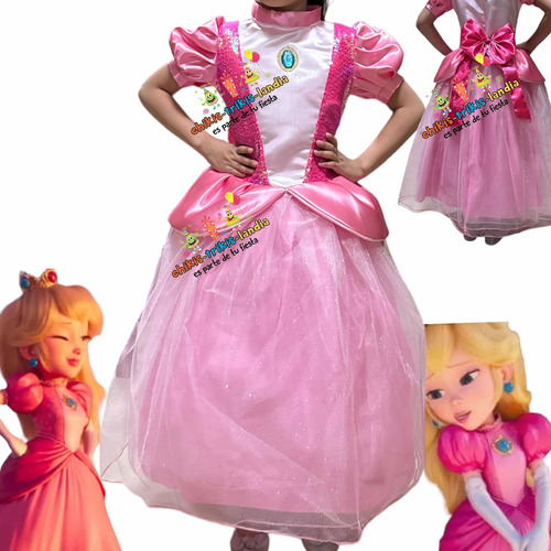 Disfraz Princesa Peach De Mario Niña Cumple Fiesta Cosplay Halloween