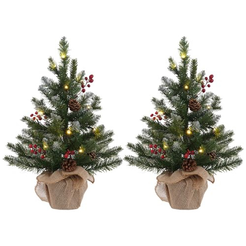 Conjunto De 2 Mini Árboles De Navidad De 2 Pies, Árbo...