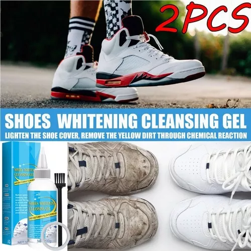  1/2 crema de limpieza de zapatos blanca, removedor de manchas  de zapatos para blanco, limpiador de zapatos para zapatillas blancas, gel  limpiador de blanqueamiento de zapatos (2 unidades) : Salud y Hogar