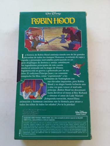 Imagen 2 de 2 de Robin Hood - Walt Disney - Vhs - U