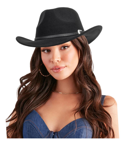 Classic Western Cowboy Hat For Women And Men Roll Up Wide B.