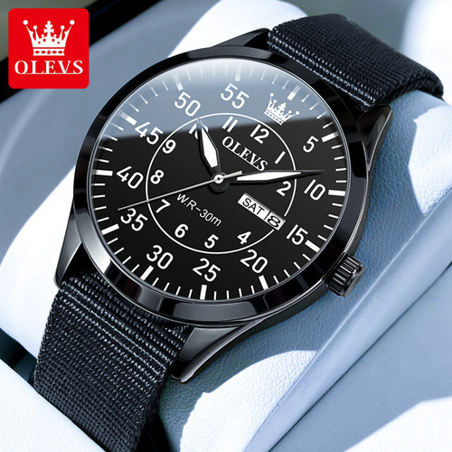 Olevs Reloj De Cuarzo Con Calendario Militar For Hombre Con