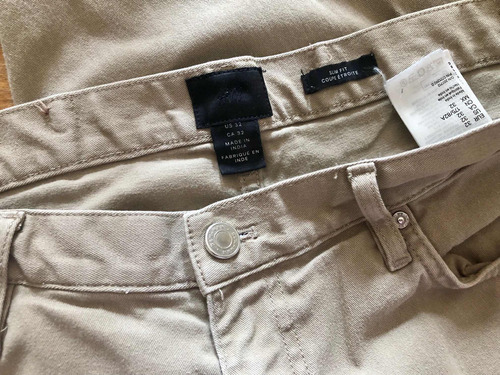 Pantalón H&m Slim Fit Coupé Etroite Color Beige Talle 32