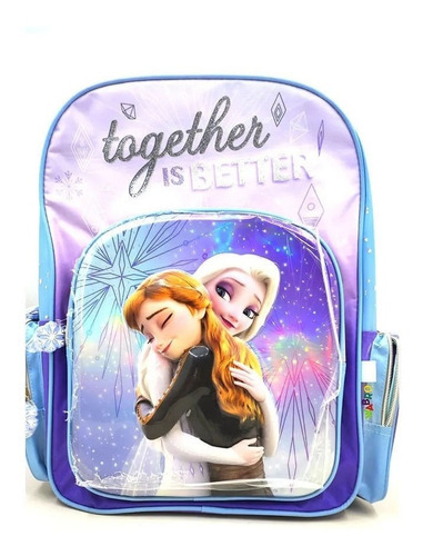 Mochila Espalda Frozen 3d Premium 16 Pulgadas Tela Frozen Color Violeta