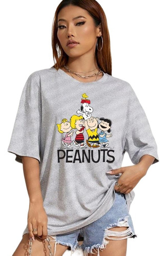 Polo Snoopy Charlie Brown Dibujos Animados Oversize Unisex