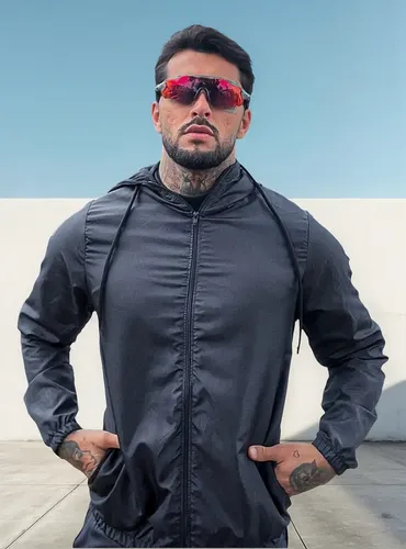MLB 4193663163 Corta Vento Jaqueta Masculino Proteco Garoa Capuz Gola Alta JM