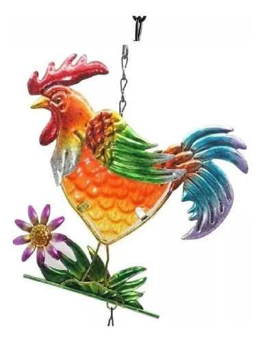 Colgante Decorativo: Gallo De Vidrio-cobre Vitral Pb-b3