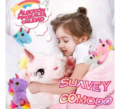 Unicornio Pony De Peluche Arcoiris Tipo Pegaso Almohada 5pcs