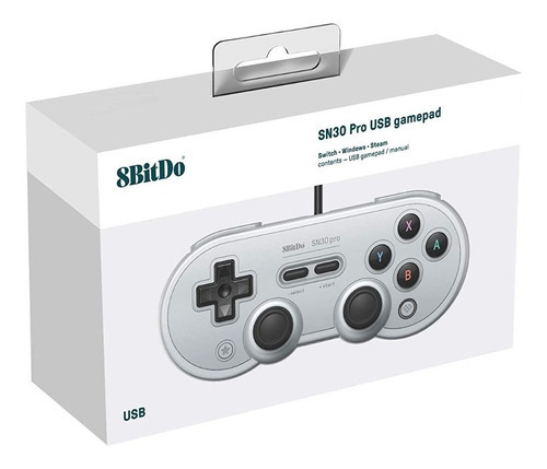 Controlador con cable Sn30 Pro Switch Windows Steam Grey, color gris