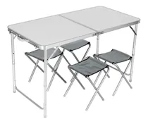 Comprar Set Plegable Mesa De Aluminio + 4 Bancos Para Camping 