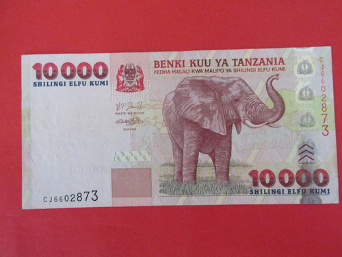 Billete Africa Tanzania 10.000 Shilingi  De Coleccion Raro