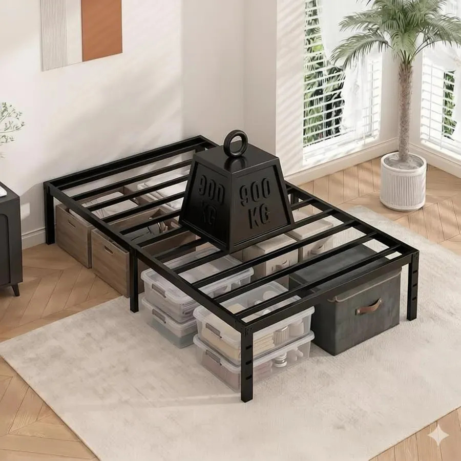 Base Box WeluvFit Individual de Metal Negra Reforzada, con Almacenamiento