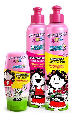 Kit Kids Cabelo Caheado Shampoo, Condicionador E Finalizador