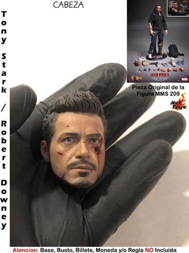 Cabeza Tony Stark Hot Toys Mms209 Escala 1/6 Original (Usado)